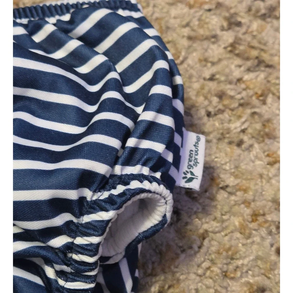 Green Sprouts Navy White Striped Reusable Swim Diaper Baby Size 24 Months
